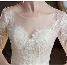 Load image into Gallery viewer, Classic O Neck Wedding Dress Beautiful Lace Princess Ball Gown Slim Half Sleeve Bridal Dress
