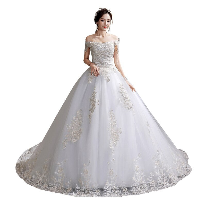 Off The Shoulder New Bride Dresses Simple Wedding Gowns Plus Size Vestido De Noiva