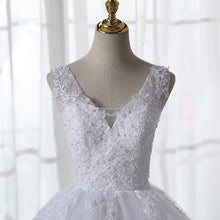 Load image into Gallery viewer, Pure White V-neck Bridal Dress With Train
