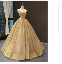 Load image into Gallery viewer, Gold Quinceanera Dresses Luxury Shinging Sleeveless Ball Gown
