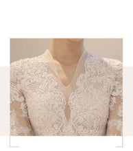 Load image into Gallery viewer, Long Sleeve New Winter V-neck Flower Ball Gown Dresse
