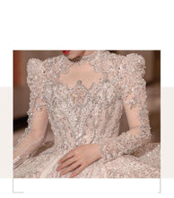Load image into Gallery viewer, Long Train Wedding Dress Ball Gown Long Sleeve Winter Beading Wedding Gowns
