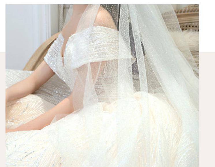 Shining Sequins Luxury Wedding Dress With Sweep Train Elegant Boat Neck Off The Shoulder Ball Gown