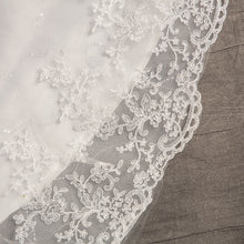 Load image into Gallery viewer, Lace Embroidery Half Sleeve Wedding Dresses Long Train Wedding Gown Belt V Neck Elegant
