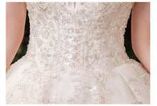 Load image into Gallery viewer, Luxury Handmade Custom Made Wedding Dress With Sweep Train Sexy V Neck Bridal Ball Gown Lace Beading Short Sleeve Dress
