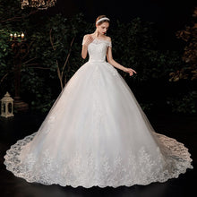 Load image into Gallery viewer, New Boat Neck Wedding Dress Sweep Brush Train Ball Gown Bridal Dress Lace Up Wedding Gowns Vestidos De Novia
