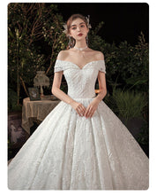 Load image into Gallery viewer, Elegant Boat Neck Wedding Gown With Train Princess Luxury Lace
