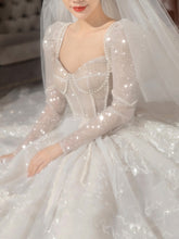 Load image into Gallery viewer, Classic Full Sleeve Wedding Dress Shining Sequins Pearl Ball Gown Plus Size Custom Made Luxury Bridal Dresses Robe De Mariee
