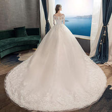 Load image into Gallery viewer, Full Sleeve Wedding Dress With Train Ball Gown Princess Luxury Lace Vestido De Noiva Custom Size
