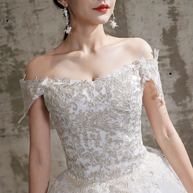 Off The Shoulder New Bride Dresses Simple Wedding Gowns Plus Size Vestido De Noiva