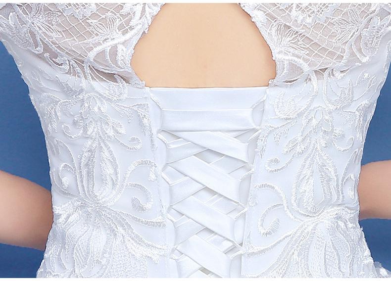 Wedding Dress 2023 Luxury Lace Half Sleeve Boat Neck Wedding Gown With Train Lace Up Vestido De Noiva Plus Size