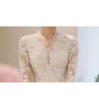 Load image into Gallery viewer, Long Sleeve New Winter V-neck Flower Ball Gown Dresse

