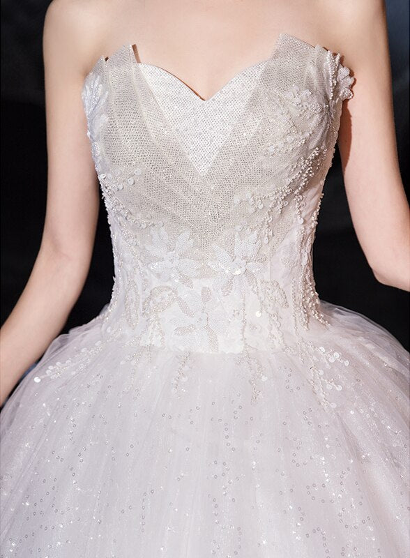 Wedding Dress 2023 New Luxury Strapless Wedding Dress With Train Princess Bling Bling Vestido De Noiva Plus Size