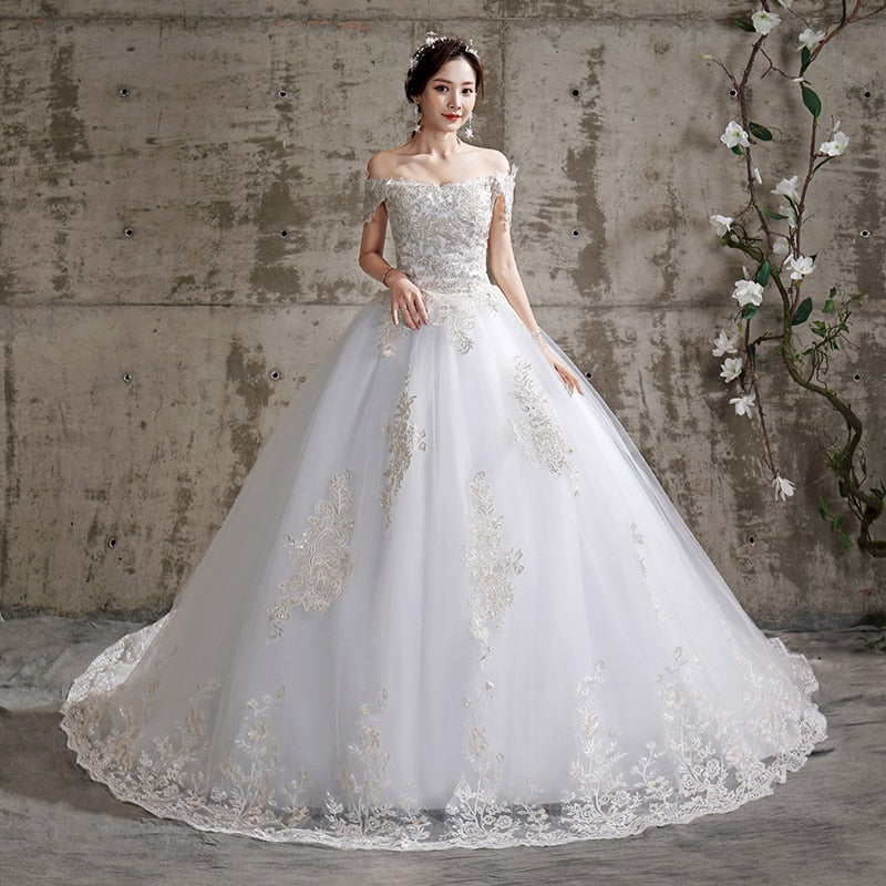 Off The Shoulder New Bride Dresses Simple Wedding Gowns Plus Size Vestido De Noiva