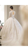 Load image into Gallery viewer, Long Sleeve New Winter V-neck Flower Ball Gown Dresse
