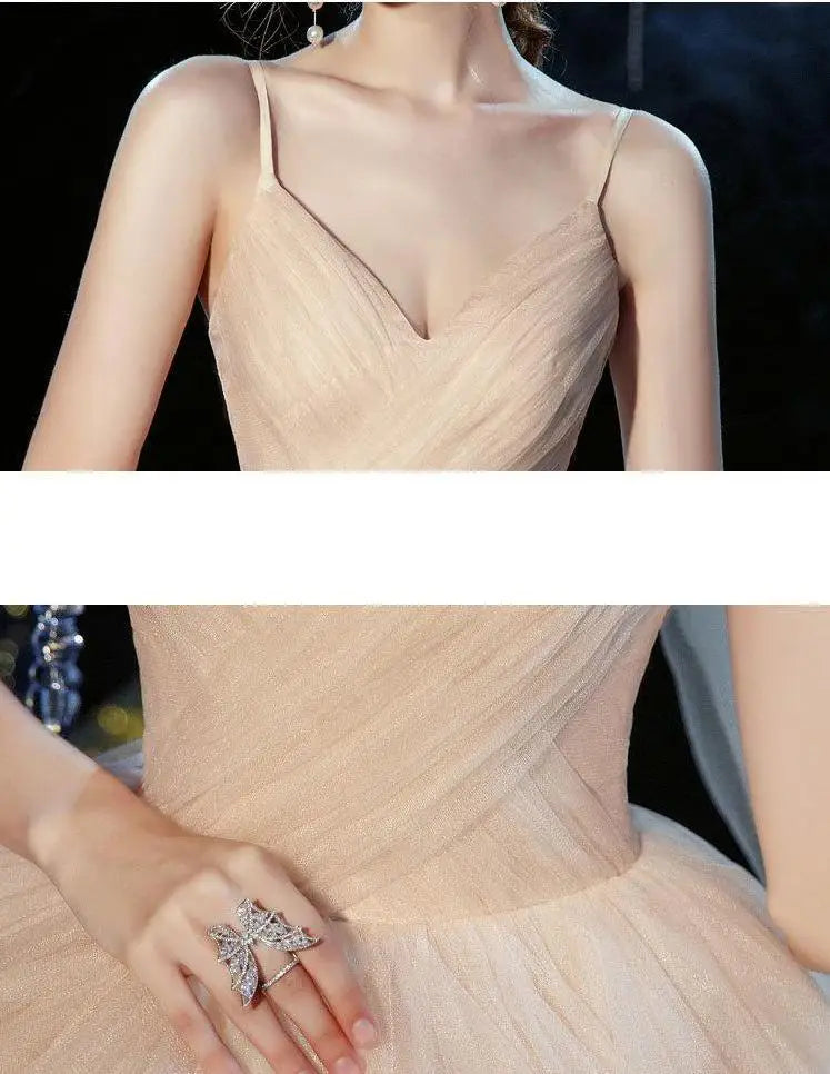Wedding dress Sexy Deep V Neck Ball Gowns Spaghetti Straps Off White Champagne Tulle Bridal Dress