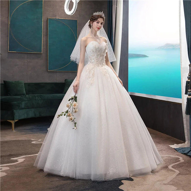 Wedding Dress Gryffon Classic Strapless Wedding Gown With Train Lace Up Ball Gown