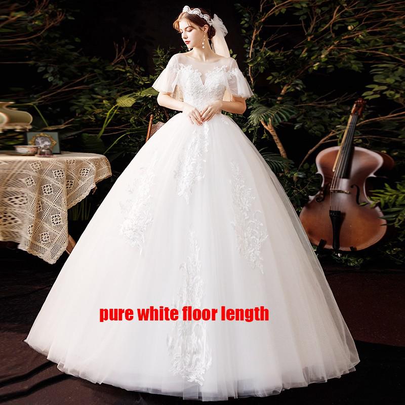 Short Sleeve Lace Wedding Dresses Luxury Bridal Lace Up Ball Gown