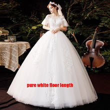 Load image into Gallery viewer, Short Sleeve Lace Wedding Dresses Luxury Bridal Lace Up Ball Gown
