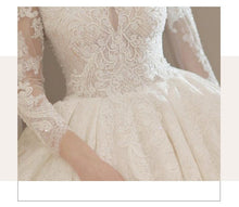 Load image into Gallery viewer, Long Sleeve New Winter V-neck Flower Ball Gown Dresse

