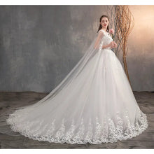 Load image into Gallery viewer, Long Cap Lace Wedding Gown With Long Train Embroidery Bridal Dress
