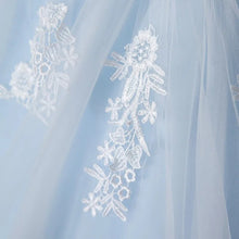 Load image into Gallery viewer, Sky Blue Inner With Double Lace Ruffle Deep V-neck Backless A-line Bridal Dress
