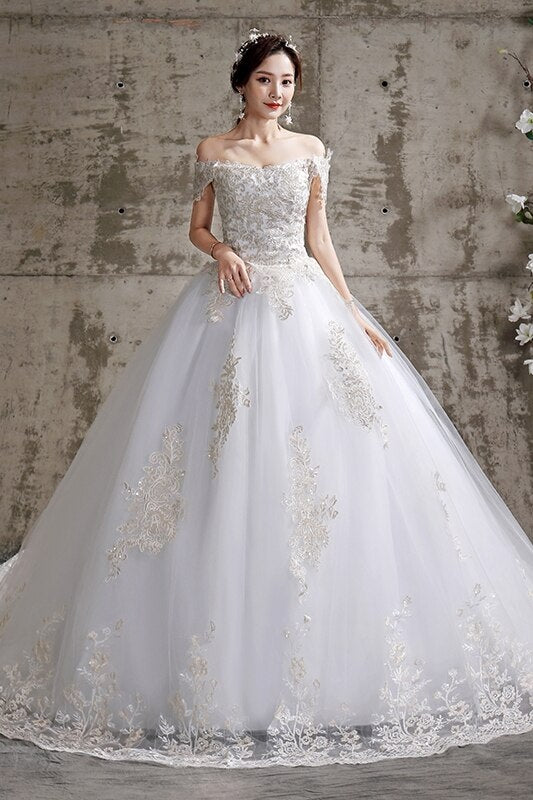 Off The Shoulder New Bride Dresses Simple Wedding Gowns Plus Size Vestido De Noiva