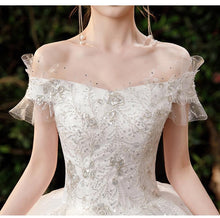 Load image into Gallery viewer, Boat Neck Wedding Dress Shining Sequins Wedding Gown
