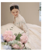 Load image into Gallery viewer, Long Sleeve New Winter V-neck Flower Ball Gown Dresse
