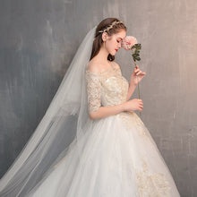 Load image into Gallery viewer, Off The Shoulder Half Sleeve Wedding Gown Lace
