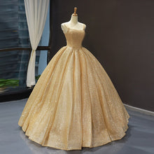 Load image into Gallery viewer, Gold Quinceanera Dresses Luxury Shinging Sleeveless Ball Gown
