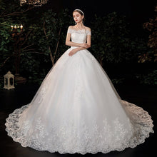 Load image into Gallery viewer, New Boat Neck Wedding Dress Sweep Brush Train Ball Gown Bridal Dress Lace Up Wedding Gowns Vestidos De Novia
