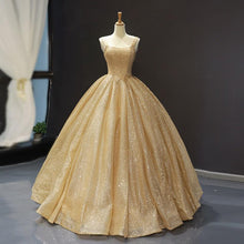 Load image into Gallery viewer, Gold Quinceanera Dresses Luxury Shinging Sleeveless Ball Gown

