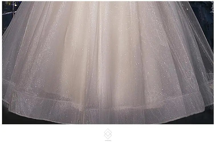 Lace Appliques Sweet Elegant Off Shoulder Sequined Bride Princess Gowns