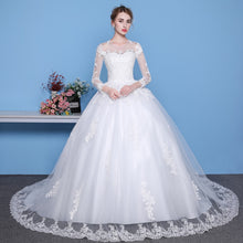 Load image into Gallery viewer, Sexy See Through Wedding Dress Luxury Long Sleeve Wedding Gown 2020 Lace Beaded Mariage Bridal Gowns Vestido De Noiva
