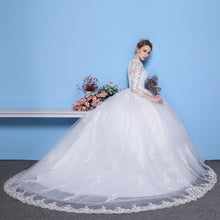Load image into Gallery viewer, Sexy See Through Wedding Dress Luxury Long Sleeve Wedding Gown 2020 Lace Beaded Mariage Bridal Gowns Vestido De Noiva
