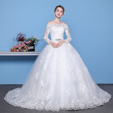 Load image into Gallery viewer, Long Sleeves Wedding Dresses Lace Bridal Bride Gowns Luxury Vintage Off The Shoulder Robe De Mariage
