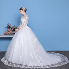 Load image into Gallery viewer, Sexy See Through Wedding Dress Luxury Long Sleeve Wedding Gown 2020 Lace Beaded Mariage Bridal Gowns Vestido De Noiva
