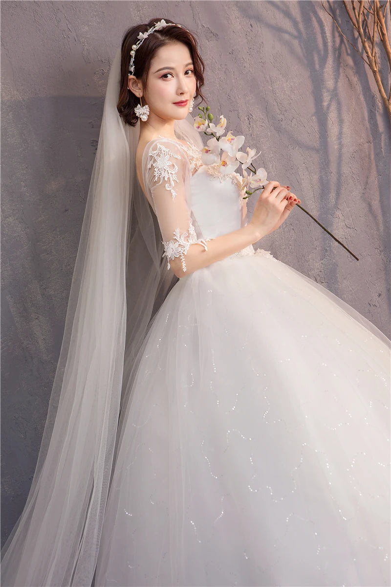 White Red Wedding Dress Sexy V-Neck Half Sleeve 100% Real Photo Lace Ball Gown Cheap Plus Size