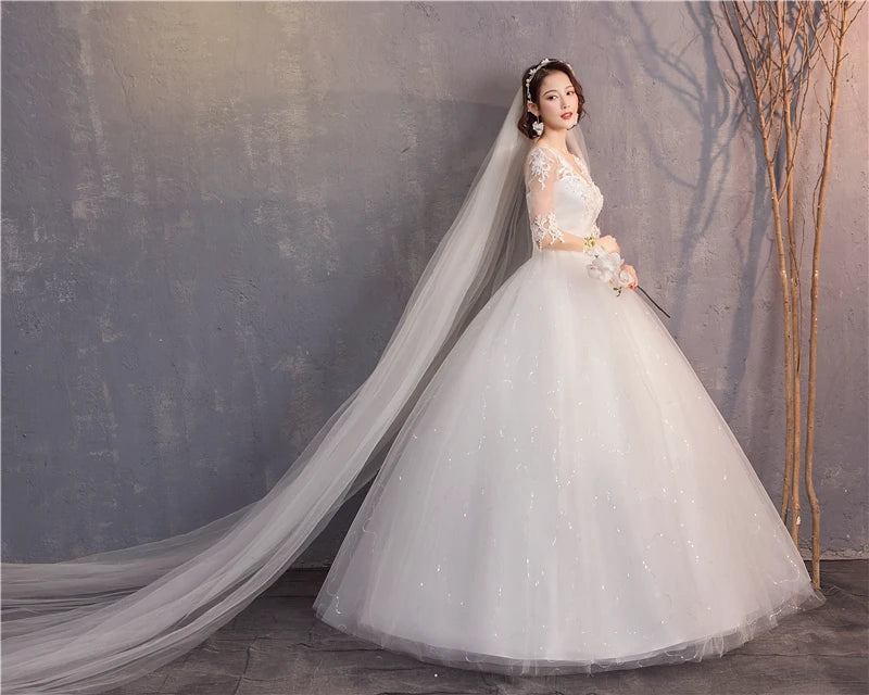 White Red Wedding Dress Sexy V-Neck Half Sleeve 100% Real Photo Lace Ball Gown Cheap Plus Size