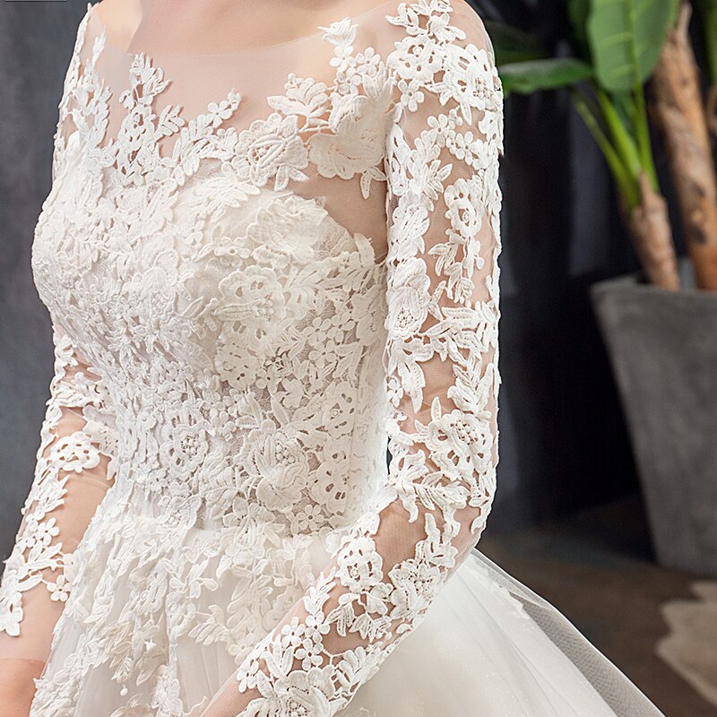 Full Sleeve Lace Ball Gown Wedding Dress