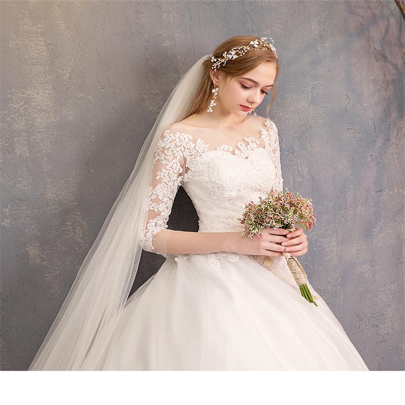 Grande Taille 2023 New The Half Sleeve Ball Gown Luxury Lace Embroidery Wedding Dress