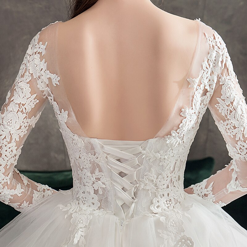 Full Sleeve Lace Ball Gown Wedding Dress