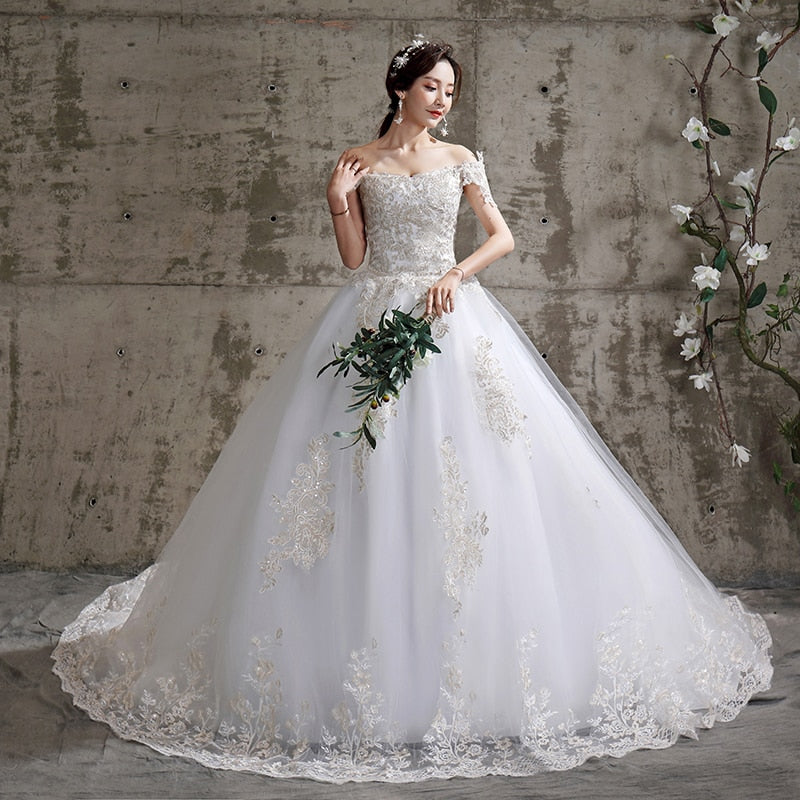 Off The Shoulder New Bride Dresses Simple Wedding Gowns Plus Size Vestido De Noiva
