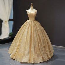 Load image into Gallery viewer, Gold Quinceanera Dresses Luxury Shinging Sleeveless Ball Gown
