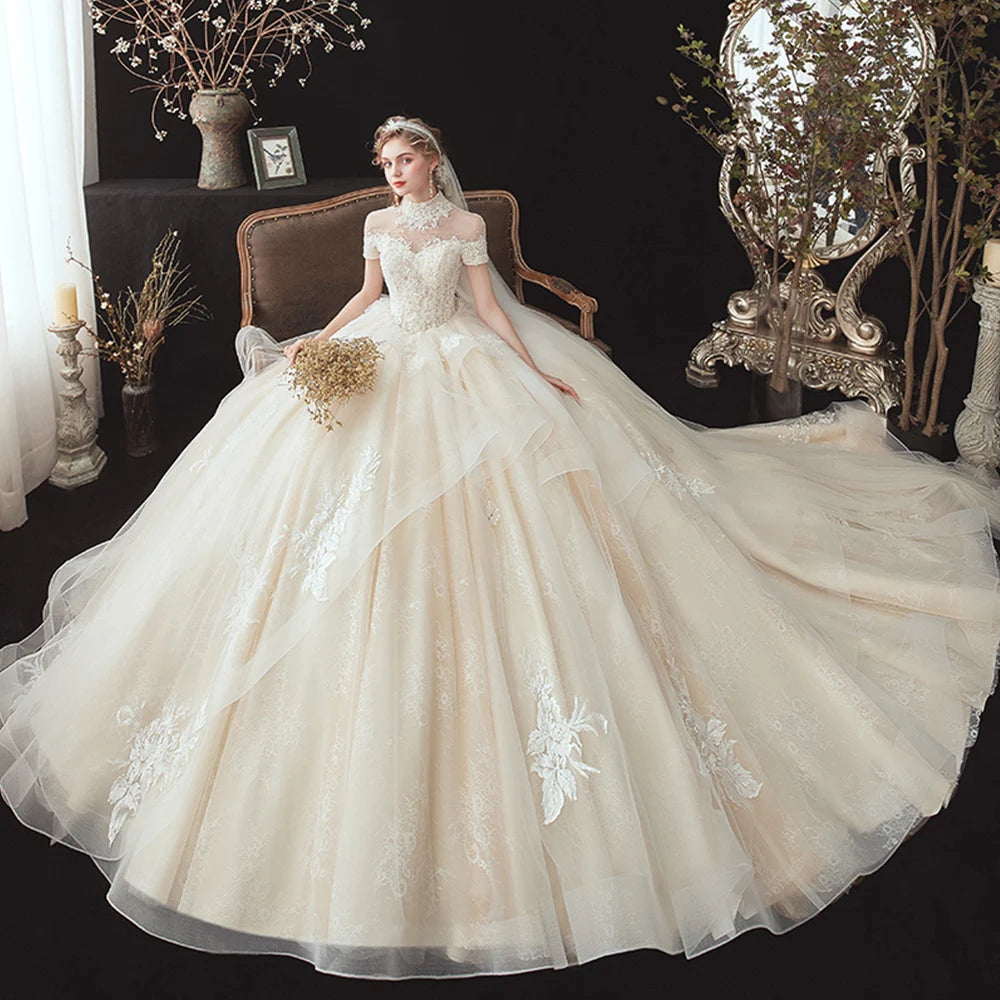Beading Appliques Lace Princess Ball Gown Dresses