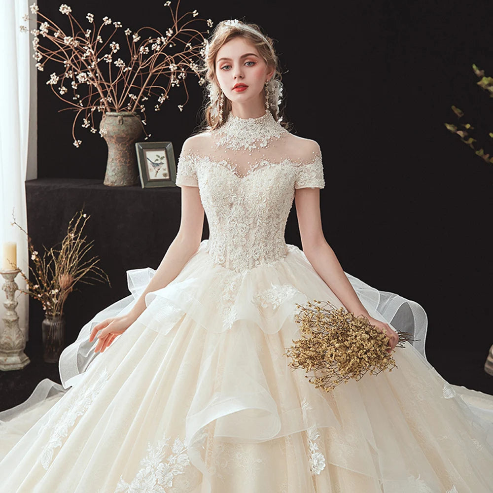 Beading Appliques Lace Princess Ball Gown Dresses