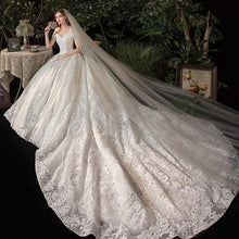 Load image into Gallery viewer, Elegant Boat Neck Wedding Gown With Train Princess Luxury Lace
