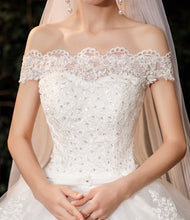 Load image into Gallery viewer, New Boat Neck Wedding Dress Sweep Brush Train Ball Gown Bridal Dress Lace Up Wedding Gowns Vestidos De Novia
