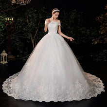 Load image into Gallery viewer, New Boat Neck Wedding Dress Sweep Brush Train Ball Gown Bridal Dress Lace Up Wedding Gowns Vestidos De Novia
